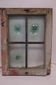 Window Frame with 3 of the special antique glass"Bottle bottom glass" i.e. a thick glass ...