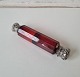 Two-part perfume bottle in ruby red glass with silver mounting from the late 1800sLength 14.5 cm.