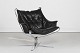 Sigurd RessellFalcon chair with chromium-plated frameand black leather ...