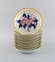 Porcelaine de Paris. "Aurore Tropicale". 15 deep porcelain plates decorated with flowers and ...