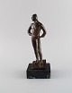 Unknown sculptor. Bronze figure on marble base. Hooded man. 1930s / 40s.Measures: 21 x 8 ...