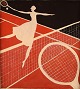 Unknown artist. Oil on board. Woman playing tennis. Art deco, mid 20th century.The board ...