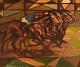 Curt Macell (b. 
1933), listed 
Swedish artist. 
Oil on canvas. 
Jockeys on 
horseback. 
Cubist ...