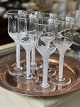 Set of 6 beautiful mouth-blown / handmade wine glasses with long stems in clear and white glass. ...