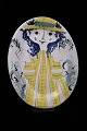 Old Bjørn Wiinblad dish, finely decorated with female figure in fine colors. Signed Bjørn ...