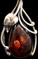 Sterling silver pendant 5 x 2.6 cm. with amber and chain 44 cm. item no. 504229