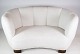 Banana sofa, designed and produced by a Danish master carpenter with newly upholstered sheep's ...