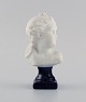 Limoges France. Biscuit child bust. Stand with dark blue glaze. Classic style. Early 20th ...