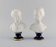 Limoges France. 
Two child busts 
in biscuit. 
Stand with dark 
blue glaze and 
gold edges. 
Classic ...