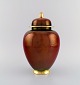 Carlton Ware, England. Large Rouge Royale lidded vase in hand-painted porcelain. Beautiful ...