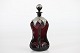 Holmegaard Glass WorksArt Nouveau wine decanter of mangan colour glasswith embossed pewter ...