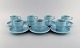 Jens H. Quistgaard (1919-2008) for Bing & Grøndahl. Seven Tema coffee cups with 
saucers in glazed stoneware. Rare turquoise glaze. 1960s / 70s.
