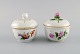Fürstenberg, Germany. Two antique lidded bowls in hand-painted porcelain with 
flowers and gold decoration. Early 20th century.
