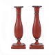 Pair of tulip shaped red decorated pewter candelsticksDenmark circa 1840H. 21cm