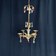 Height 60 cm.Width 30 cm.Charming fine chandelier from the 1920s gilded brass with red and ...