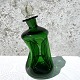 Holmegaard, Klukflask, Curved, Green with Gisselfeldt stopper, 25.5cm high, Approx. 10cm wide ...