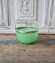 1800s sugar bowl in green opaline glass with silver-plated mounting Height 7.5 cm. Diameter 12 cm.