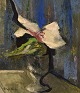 Olof Arén (b. 1918), Swedish artist. Oil on board. Modernist still life with orchid. Mid 20th ...