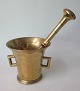 Danish brass 
mortar with 
pistil, 19th 
century. With 
two handles. 
Height: 10 cm. 
Pistil Length: 
...