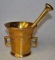 Danish brass mortar with two handles and pestle, 19th century Height: 10.5 cm. Pistil length: 20 ...