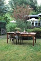 Old French long table / work table with storage drawer on one side.
The dining table is in raw wood with a super fine patina...