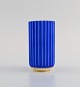 Early blue Lyngby porcelain vase in with gold decoration. Mid 20th century.
