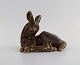 Hugo Liisberg for Saxbo. Lying deer in glazed stoneware. Beautiful glaze in shades of brown. ...