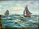 Luckmann, A. E 
(19th/20th 
century): Ships 
on the sea. Oil 
on canvas. 
Signed. 60 x 80 
...