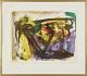 Asger Jorn lithography Passepartout with golden frame. Signed.  No. 3/75Dimensions: 94 x ...