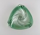 Murano bowl in green mouth-blown art glass. Curved design. Italy, 1980s.Measures: 23 x 7 ...