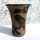 Bornholm ceramic, Hjorth, Brown stoneware, Vase with owl, 20cm high, 15cm in diameter *Nice ...
