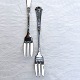 Hammered cake forks in three-towered silver (830S) from Frigast silver. length 14.3 cm. Kind of ...