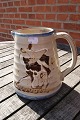 Knabstrup pottery & ceramics from Denmark.Large jug with with a happy calf and usage Wear.H ...