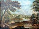 Unknown artist 
(19th century): 
Buildings in 
landscape. Oil 
on 
canvas/cardboard.
 45 x 60 ...