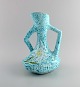 Yvan Borty for Vallauris. Modernist vase in glazed stoneware. Beautiful glaze in turquoise ...