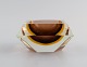 Angular Murano bowl in smoky mouth-blown art glass. 1960s.Measures: 12.5 x 10 x 7 cm.In ...