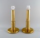 A pair of brass table lamps. Swedish design. 1970s.Measures: 36 x 18 cm.In excellent ...