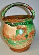 Danish maternity bucket, 19th century. Presumably Funen. With handle. White coating and green ...
