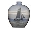 Royal Copenhagen oblong vase with sailboat, that is decorated all the way around.&#8232;This ...