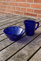 Holmegaard Danish art-glass, set sugar  bowl and creamer of dark blue glass. Both items are in ...