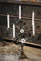 Old French church candlestick in bronze with super fine dark patina, decorated with fine bronze ...