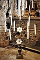 Old French church candlestick in bronze with space for 9 candles, decorated with masses of ...