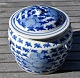 Chinese blue/white decorated porcelain jar with lid, 19th century. Decorated with fruits and ...