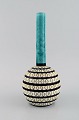 Swedish ceramicist. Unique vase in glazed stoneware. Colorful decoration. Dated 
1959.
