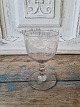 19th century Danish wine glass on a stem with a button, decorated with a matte cut vine with 3 ...