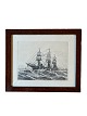 Original etching by Karl Hansen Reistrup (1863-1929), of navy vessel. Signed with the artist's ...