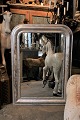 Old French 19th century Louis Philippe silver mirror with fine decorated silver frame with pearl ...