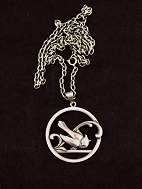 Art deco 830 silver dove pendant