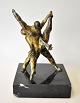 Unknown artist (20th century): Ballet. Patinated bronze sculpture. Unsigned. On a black marble ...