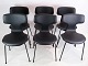 Set of six dining room chairs t-stool, model 3103, designed by Arne Jacobsen with black leather ...